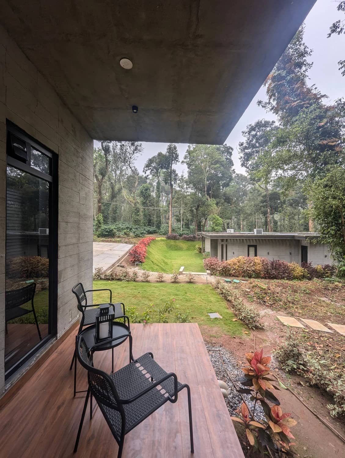 Sit-out in the Plantation Bedroom at Birdsong with views of Coorg
