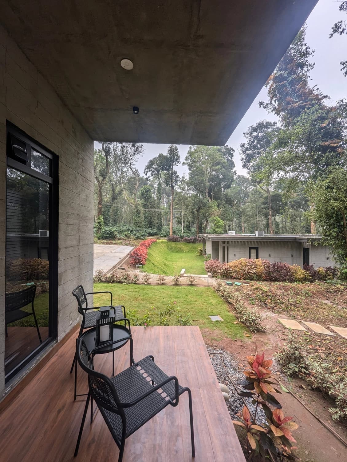 Sit-out in the Plantation Bedroom at Birdsong with views of Coorg
