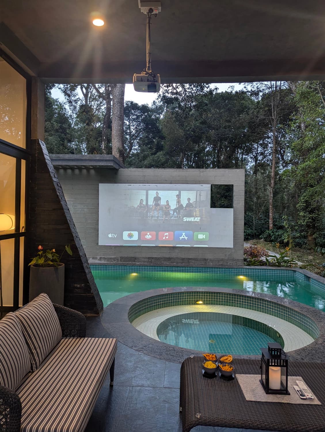 Deck with widescreen projector in Earthsong