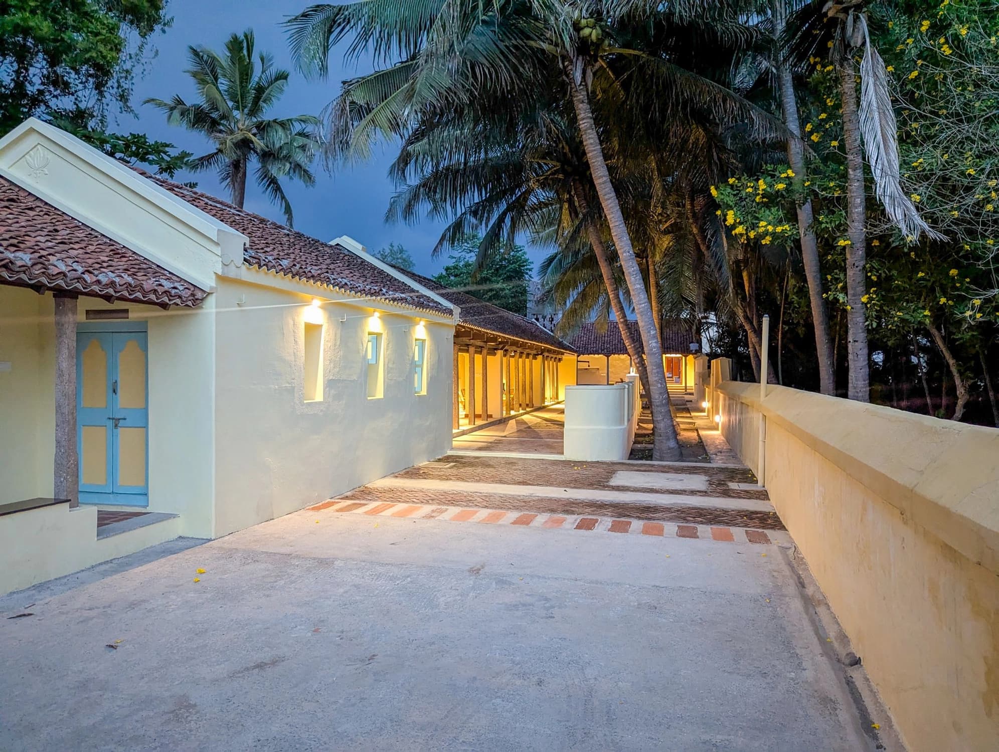 xl_4. Entrance Pathway 3- Coconut trees sway over the inviting pathway,